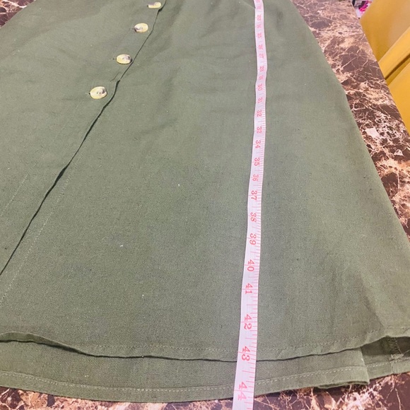 JAPNA Dress Linen Olive Green M Backless - Picture 11 of 12